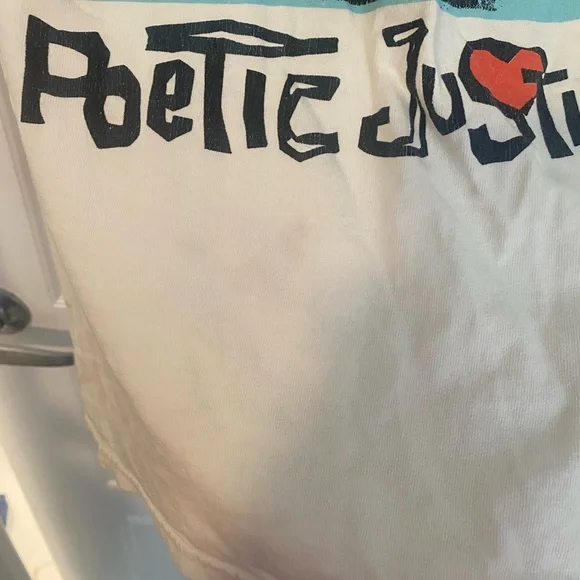 Retro Style Tupac Poetic Justice  Graphic Tee Hip Hop Merch Streetwear Cream - Picture 3 of 8